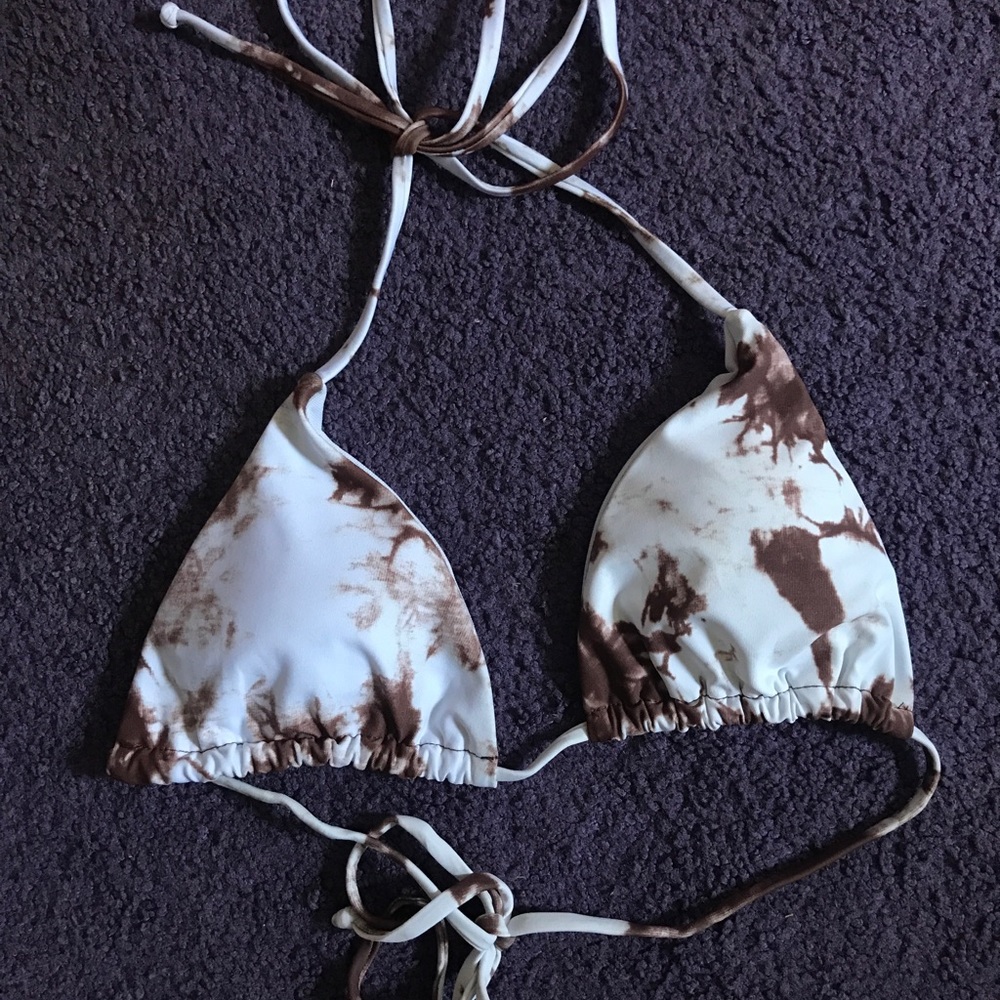 Shein Tie Dye Brown Bikini Top